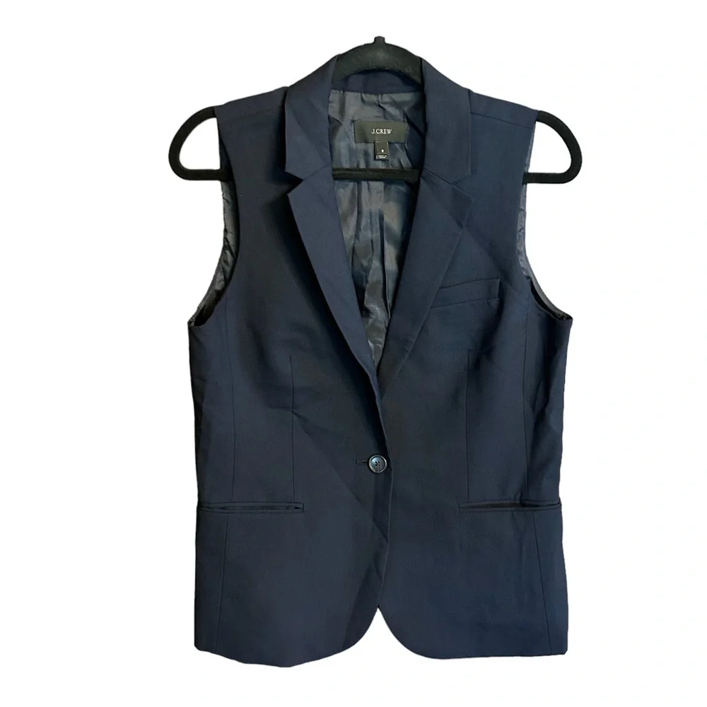 J. CREW Navy Italian Wool Vest - Size 8 EUC